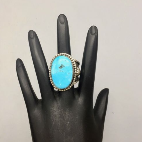 ring, Ambrose Tsosie, New, Navajo, Native American, hallmarked, turquoise, sterling silver