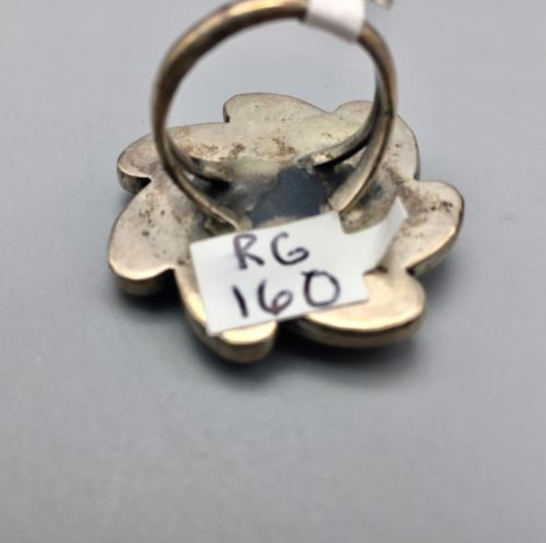 ring, vintage, Kingman turquoise, sterling silver, flower design, Native American