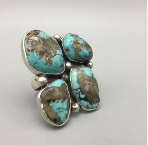 ring, sterling silver, turquoise, signed