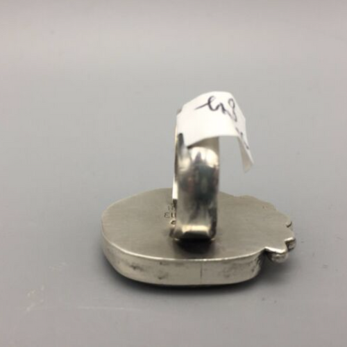 ring, turquoise, sterling silver, Elle Curley-Jackson, signed, hallmarked, size 8.5