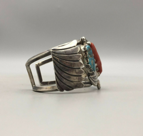 Bold, Vintage Turquoise and Coral cuff.