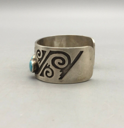 Vintage, Geometric cuff  with three beautiful turquoise stones.