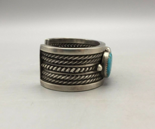 Vintage, Hefty Feeling, Three Stone Turquoise Cuff Bracelet