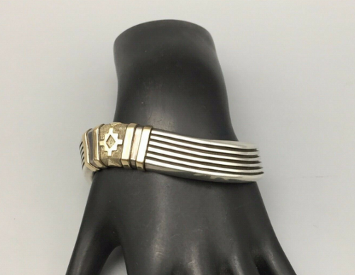 Unique , Navajo cuff  sterling silver and gold