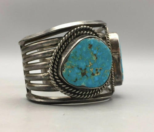 3 large turquoise stone cuff.