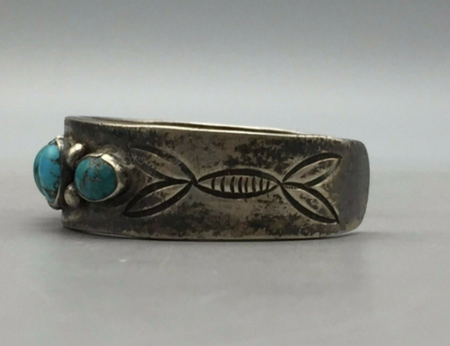 vintage cuff set with six turquoise stones.