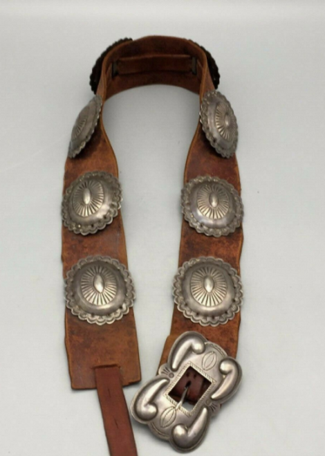 Wide leather concho belt