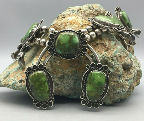 Bright green turquoise squash blossom