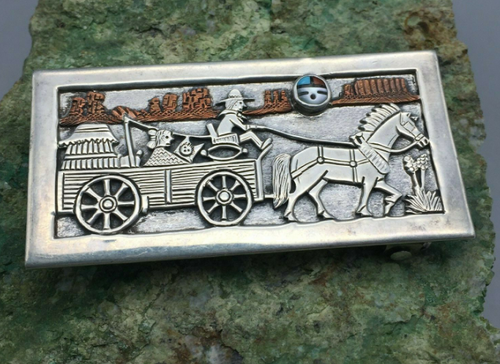 Vintage copper  and sterling silver belt buckle