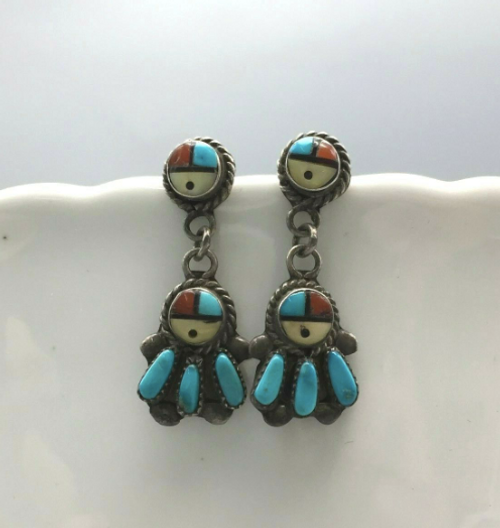 Zuni sunface and petit point earrings