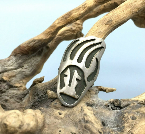 Bear paw sterling silver overlay ring