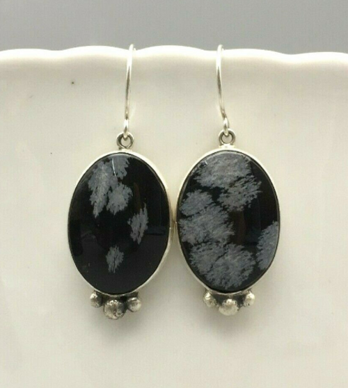Snowflake obsidian earrings
