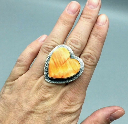 Spiny oyster heart shaped ring