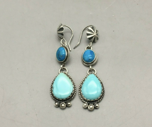 Double turquoise dangle earrings