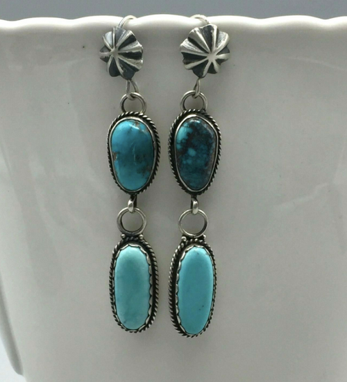 Double dangle turquoise earrings