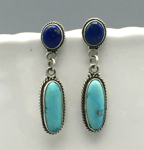 Lapis and turquoise earrings