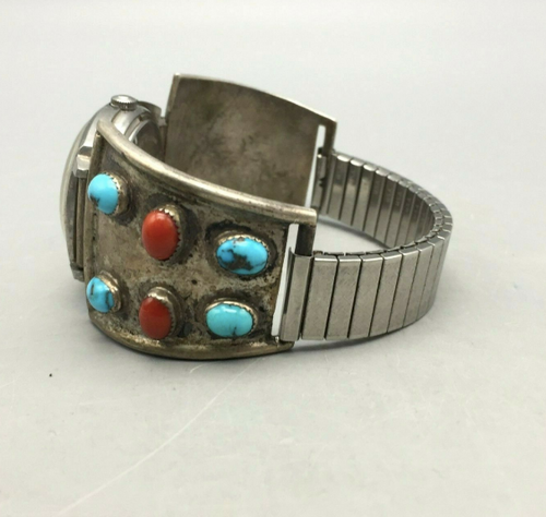 Vintage watch with coral and turquoise.