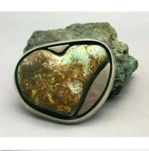 turquoise, sterling silver, belt buckle, signed