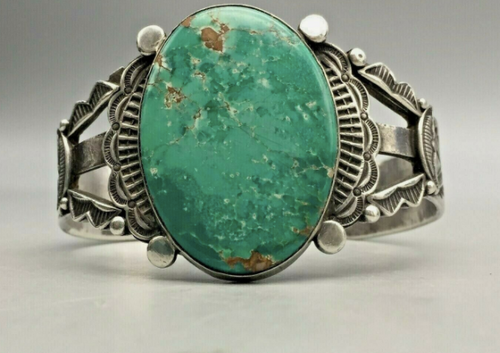 A Highly Collectible Old Handmade Turquoise Bracelet by Morris Robinson (Hopi)