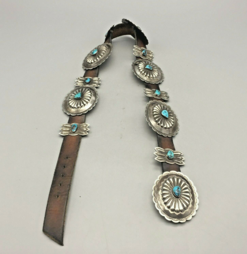 Sterling silver and turquoise concho belt