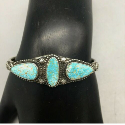 #8 turquoise, bracelet, cuff, sterling silver, signed,