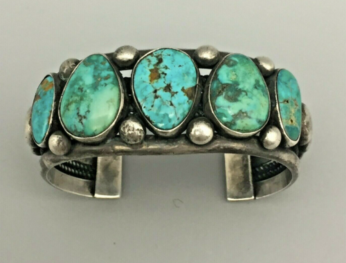 Natural turquoise and sterling silver bracelet