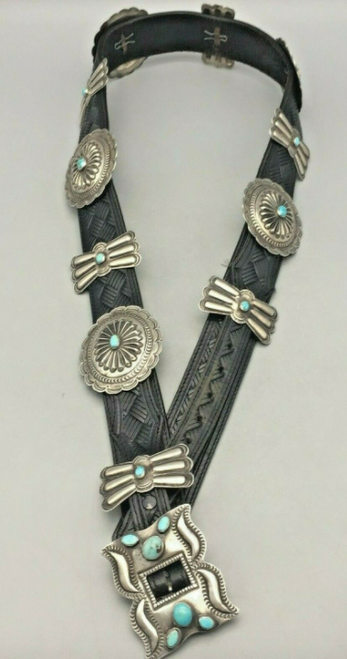 sterling silver and turquoise concho belt