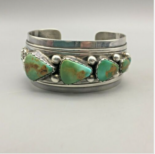 bracelet, turquoise, sterling silver, Royston, Jeanette Dale, Navajo, signed