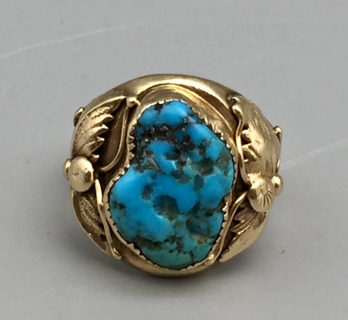 14k gold and Kingman turquoise ring