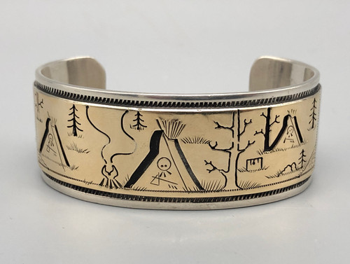 Detailed Sterling Silver and14k Gold Overlay Storyteller Bracelet