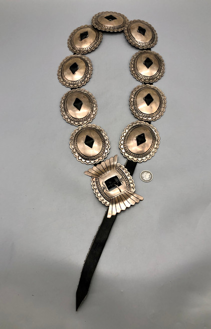 Circa 1940s First Phase Style Sterling Silver Concho Belt