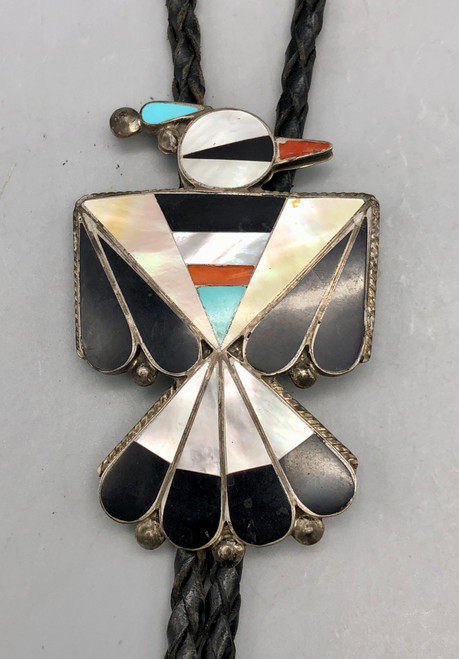 Vintage Zuni Inlay Thunderbird Bolo Tie