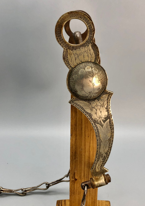 Walla Walla Prison made bit, silver overlays, engraving and rein chains, 1900s