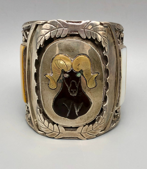 Outstanding Large Bighorn Sheep Inlay Bracelet by J. Quam