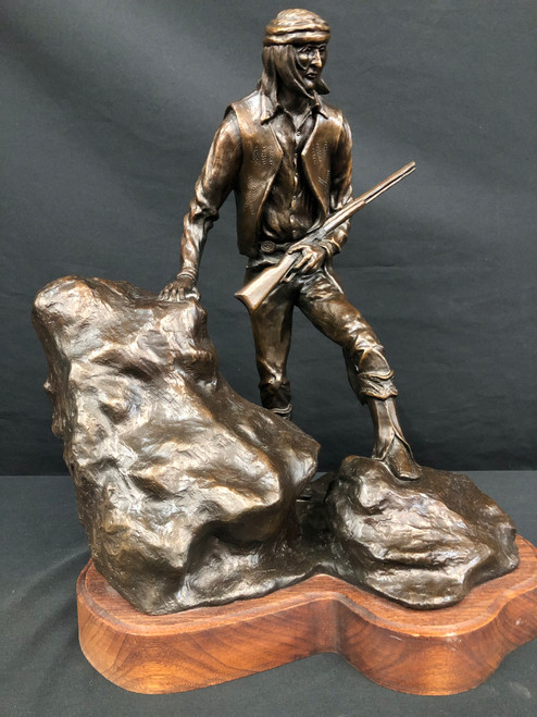 bronze sculpture, George H Walbye, Native man hunting.