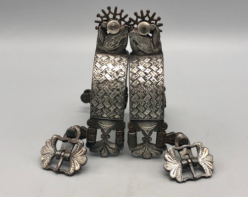 spurs, sterling silver, hand forged, 1800s, fancy spurs