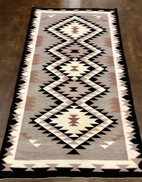 Vintage, Navajo textile, handspun wool, serrated diamond