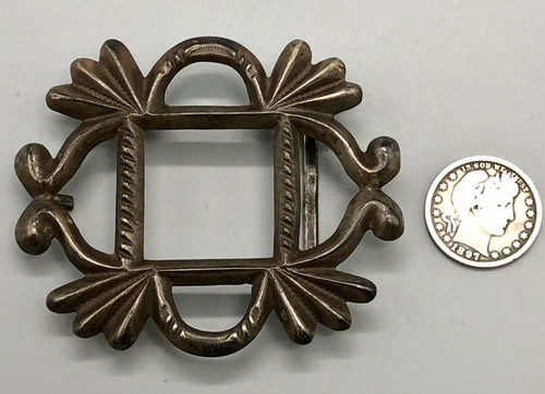 mid-century sandcast belt buckle, classic design, hand stamped designs