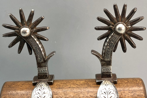 Juan (John) Estrada (1865 - 1942), silver mounted spurs, G.S. Garcia