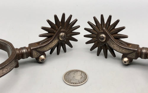 GS Garcia, Elko Nev, silver inlays, spurs, rowels