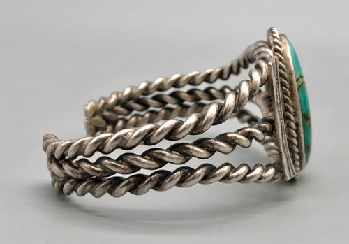 1930-40's handmade twisted wire bracelet, chunky three-wire handmade twisted wire