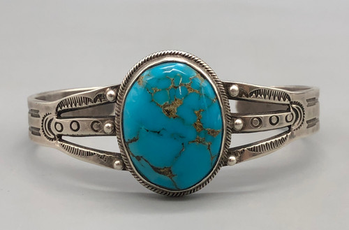 1930's-1940's era turquoise and sterling silver bracelet