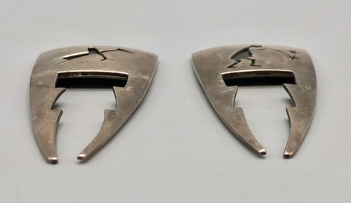 sterling silver hair pieces by multiple award winning Hopi artist, Victor Coochwytewa, overlay design