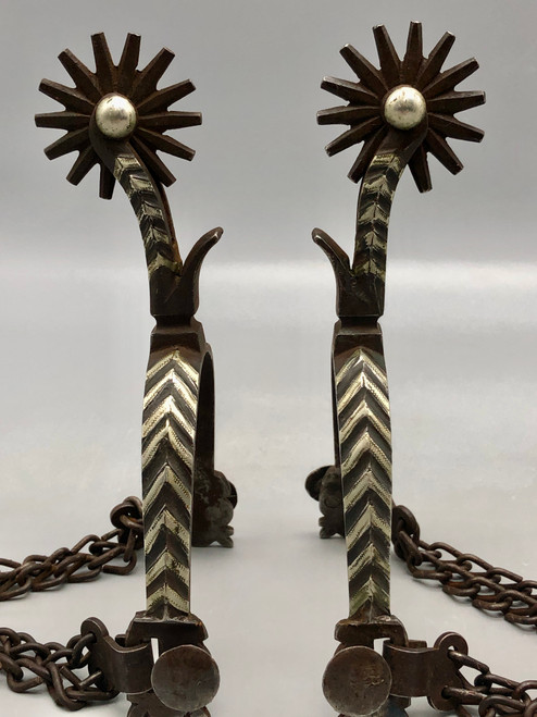 August Buermann spurs, chevron style inlay pattern,August Buermann catalogs