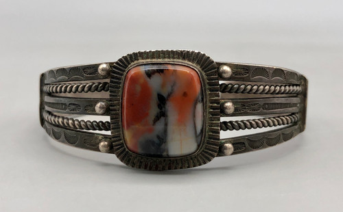 circa 1930's era sterling silver bracelet with whirling log