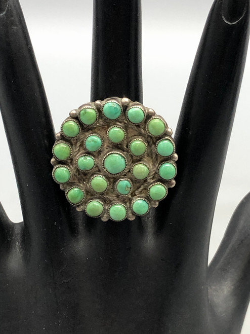 vintage sterling silver ring, turquoise clusters