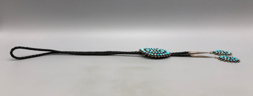 round turquoise cluster slide, silver tips and matching turquoise cluster dangles