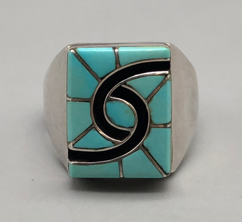 stunning turquoise inlay is in a hummingbird design