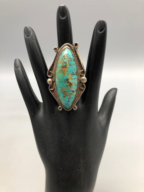 gorgeous vintage larger stone turquoise and sterling silver ring