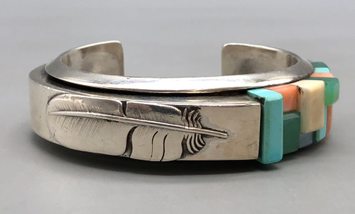 cobblestone inlay, Christin Wolf, coral, turquoise, adventurine, opal